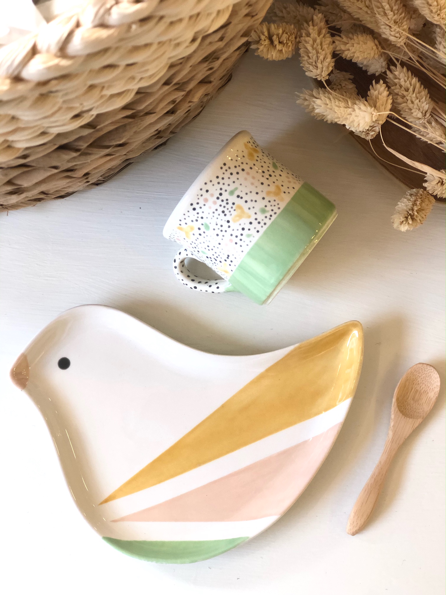 Kit keramos maison_Ensemble espresso FLEURS & OISEAU